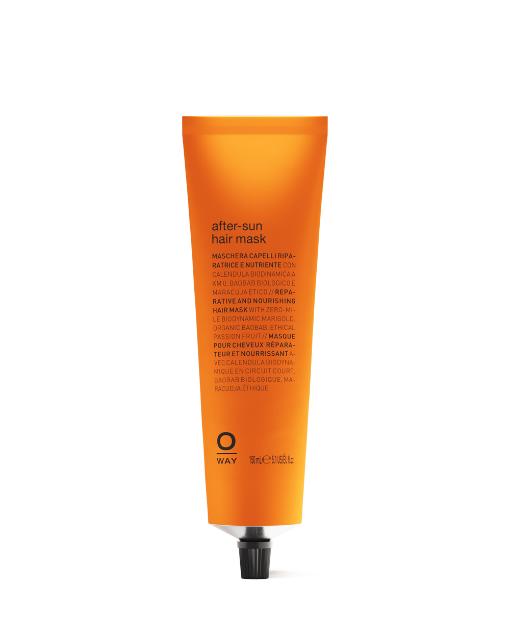 A tube of after-sun hair mask with orange packaging, labeled 'ALWAYS UV PROTECT' and 'coconut, aloe vera, echinacea'.