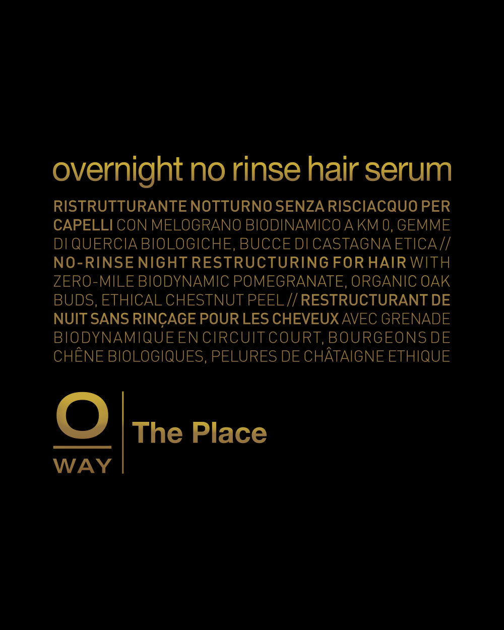 Advertisement for 'overnight no rinse hair serum' with text and brand logo on a black background mobileonly